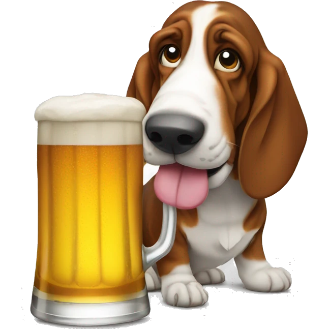 Basset hound drinking a beer emoji