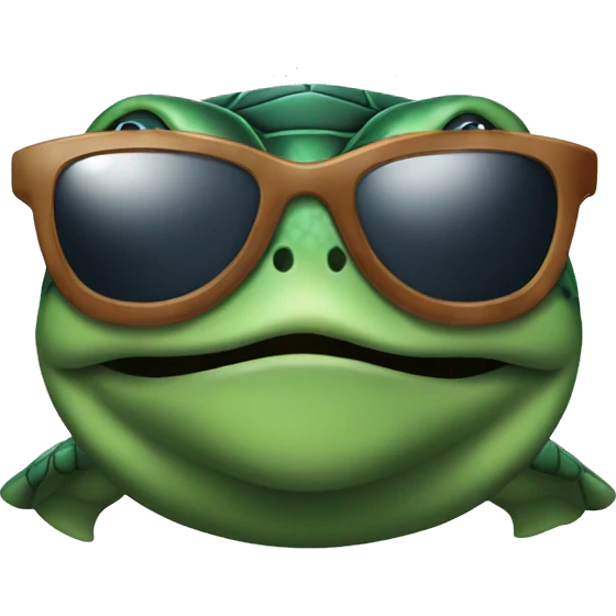 Turtle biting lip with sunglasses  emoji