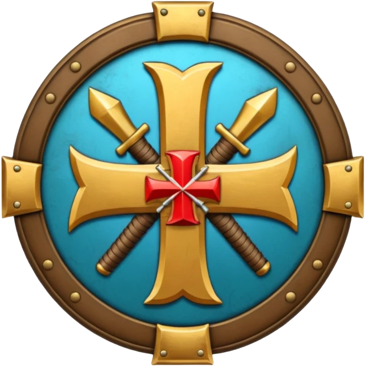 Insignia militar realista para videojuegos de guerra (estilo Battlefield), forma de escudo metálico con bordes desgastados. Incluye:

Símbolo: [fusiles cruzados / águila / estrellas / espada] emoji