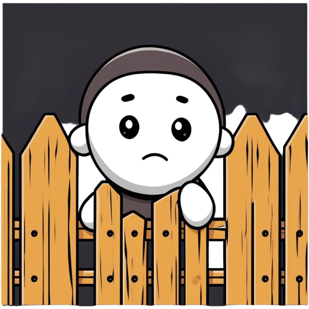 A thinking face next to an old fence, representing Chesterton's Fence principle emoji