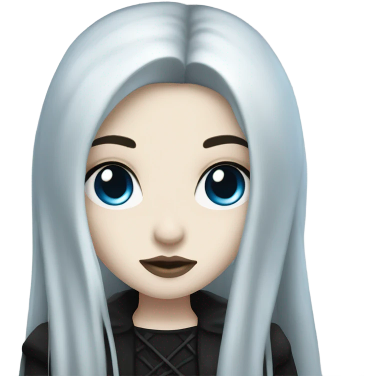 Goth girl pale skin, blue eyes and long black hair emoji
