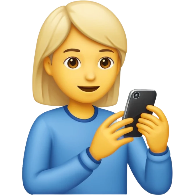 Emoji of a person typing on their smartphone. Simple emoji style, flat design, bright colors, thick outlines. emoji