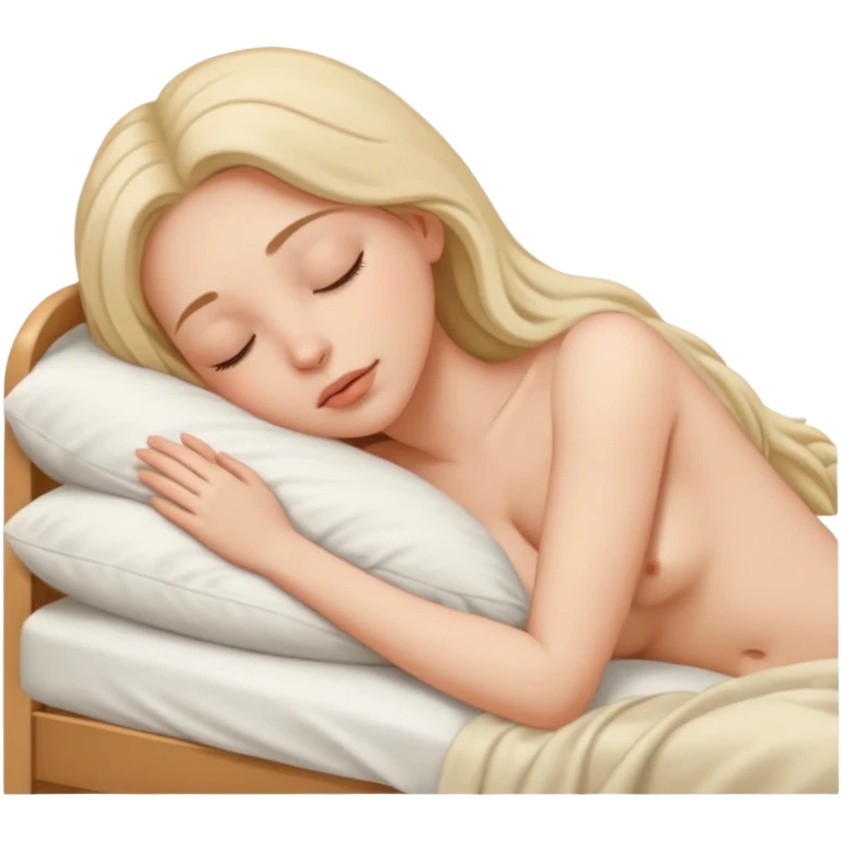 Naked woman sleeping in bed  emoji