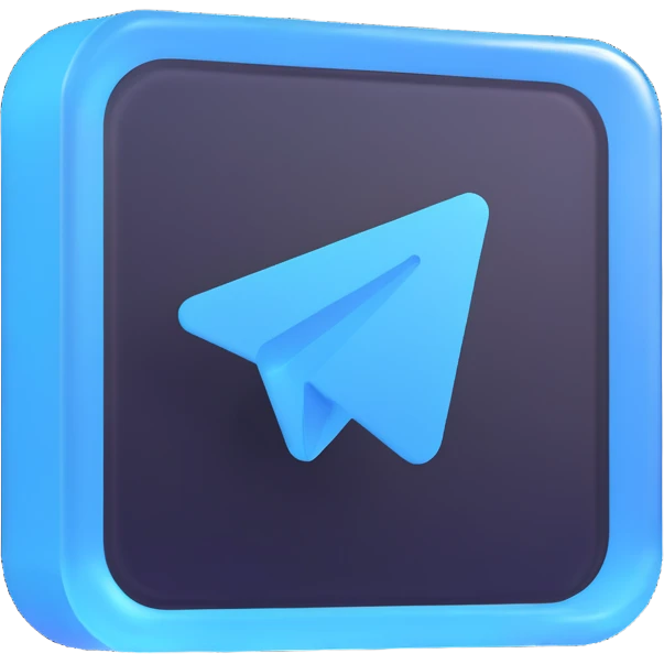 Telegram logo on a transparent glass square rounded block emoji