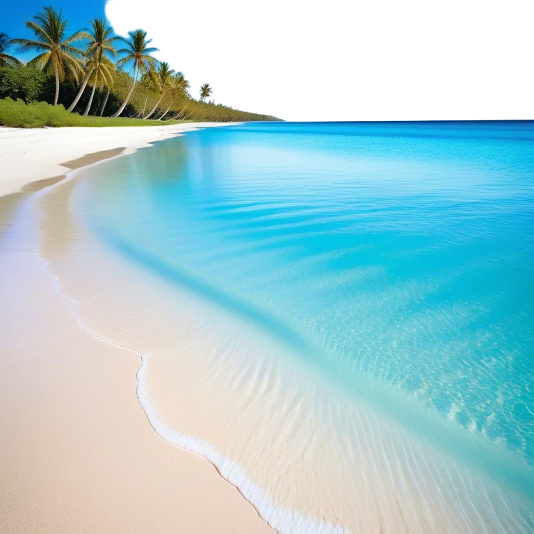 Cinematic Realistic Pristine Crystal-Clear Water Beach Emoji in a wooden frame, Sunny and radiant, with soft golden sand stretching endlessly, gently lapping waves of crystal-clear turquoise water washing onto the shore. The water is so transparent it reveals the shimmering seabed below, creating an idyllic, pristine setting. Above, the sky is a vivid blue, with a few gentle wisps of clouds. Palm trees sway gracefully in the warm breeze, their reflections mirrored in the water. Soft glowing outline, capturing the essence of a peaceful, serene beach paradise where every element gleams with natural beauty. emoji