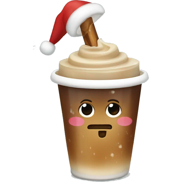 Iced coffee in a Christmas themed cup  emoji