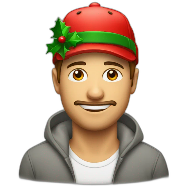 Moreno con gorra de navidad emoji