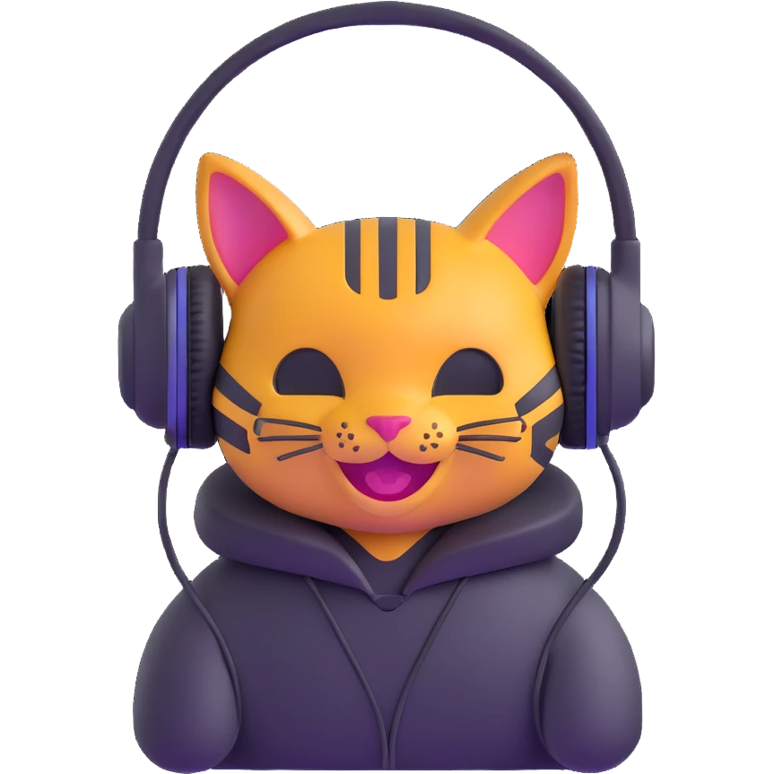 a smiling cybercat wearing headphones emoji