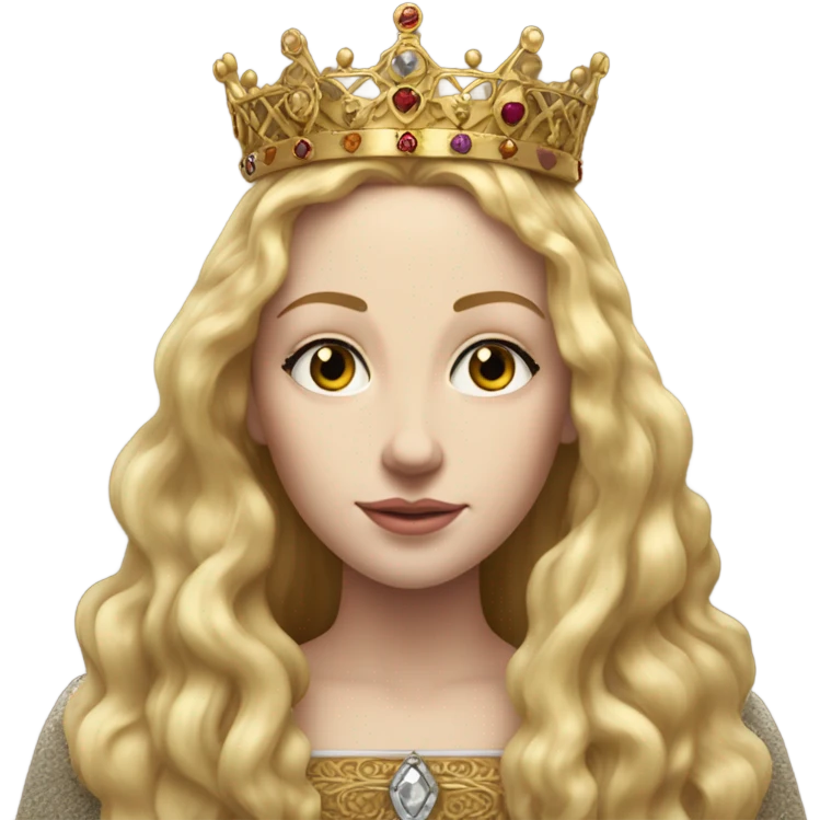 Queen Jane tudor England long blonde hair crown pretty detail emoji