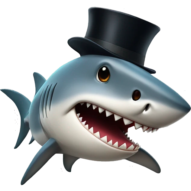Shark with a top hat emoji