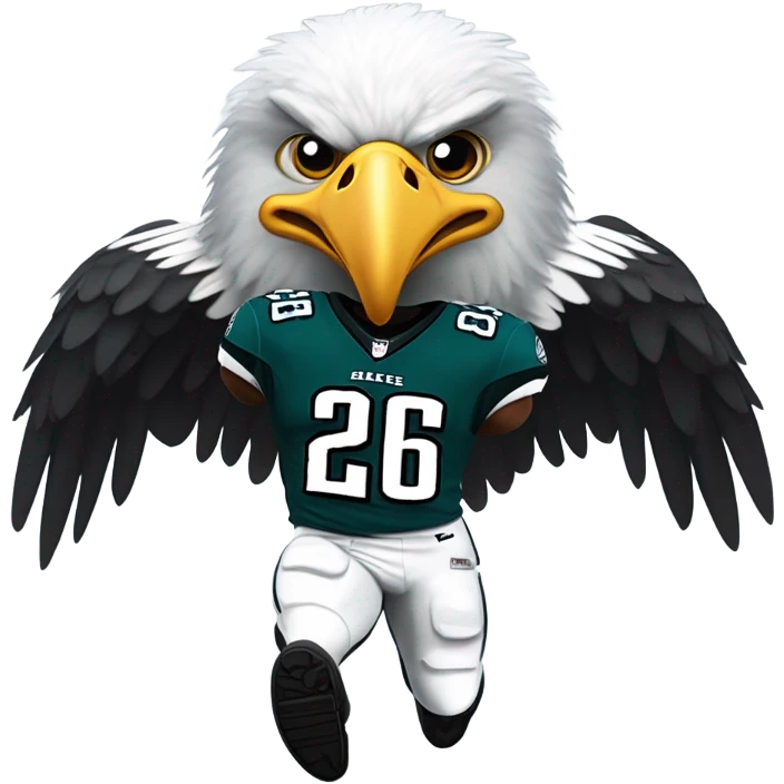 Philadelphia Eagles running back Saquon Barkley number 26 with bald eagle wings emoji