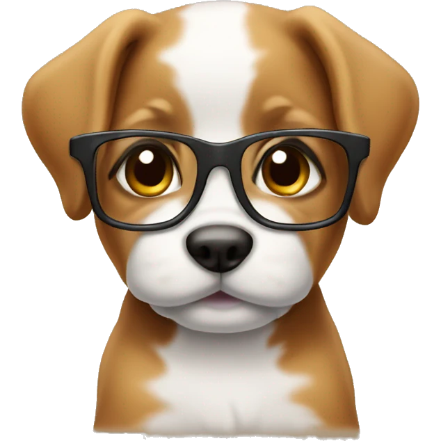 Cute puppy with glasses  emoji