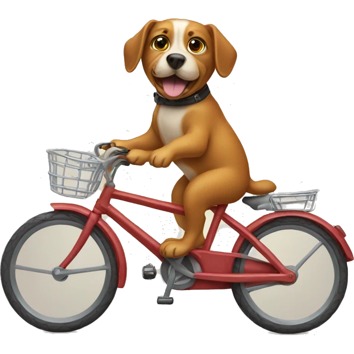 A dog riding a bike emoji