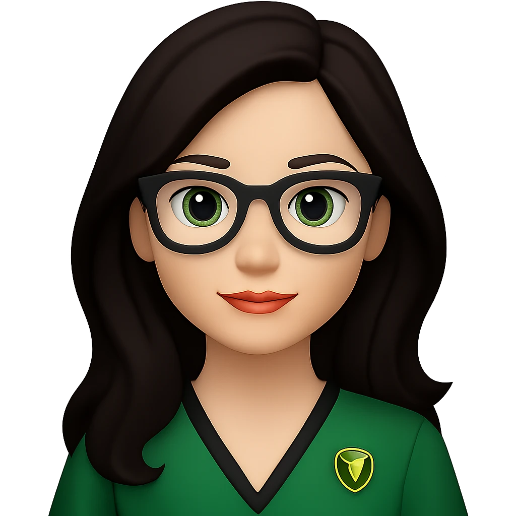 Make her hair a darker brown with a side parting and no fringe, keep the rest the same, no background. emoji