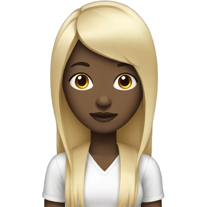 Black girl with black straight hair with bangs emoji