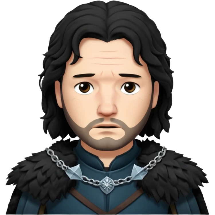 Jon Snow Sad middle age from Games of throne character face only younger emoji