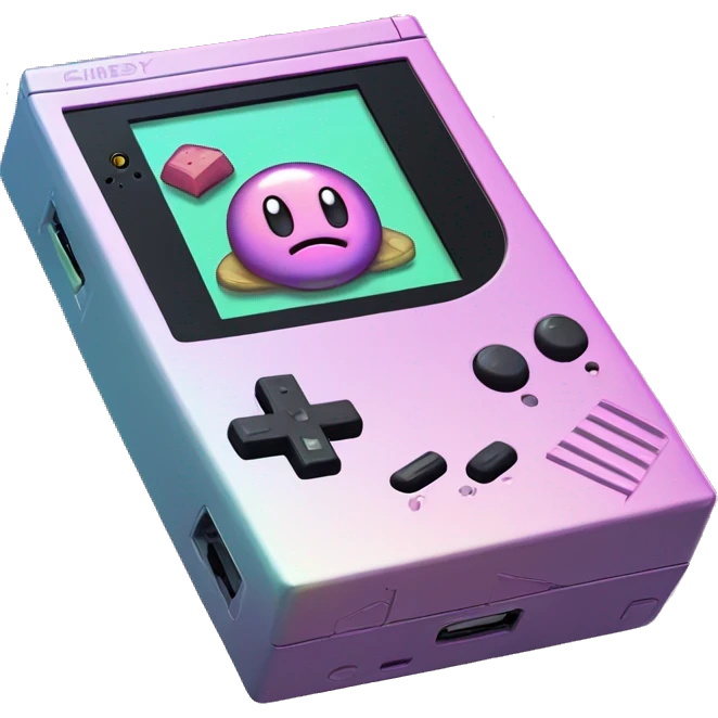 Iridescent Gameboy playing Kirby emoji
