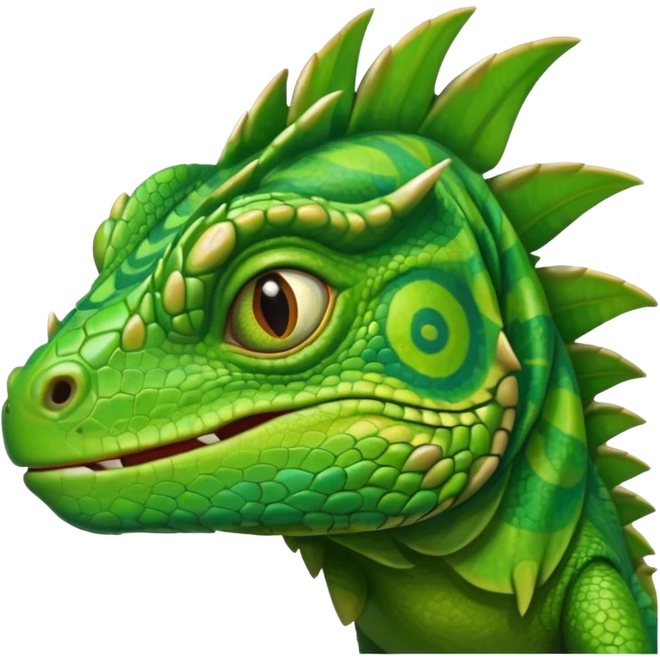 iguana's face dizzy with the eyes that have like swirls emoji