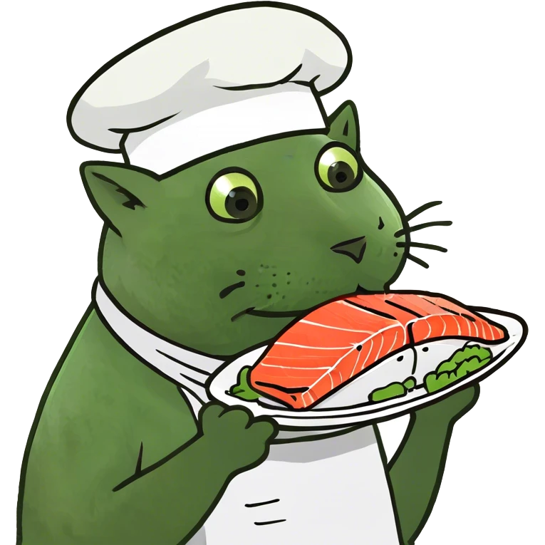 cat eats salmon emoji