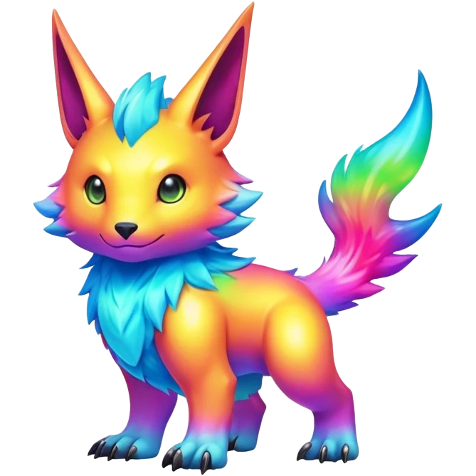 lush warm-colored modern colorful neon-colored Fakémon-Digimon-Fionbri-Trico-creature emoji