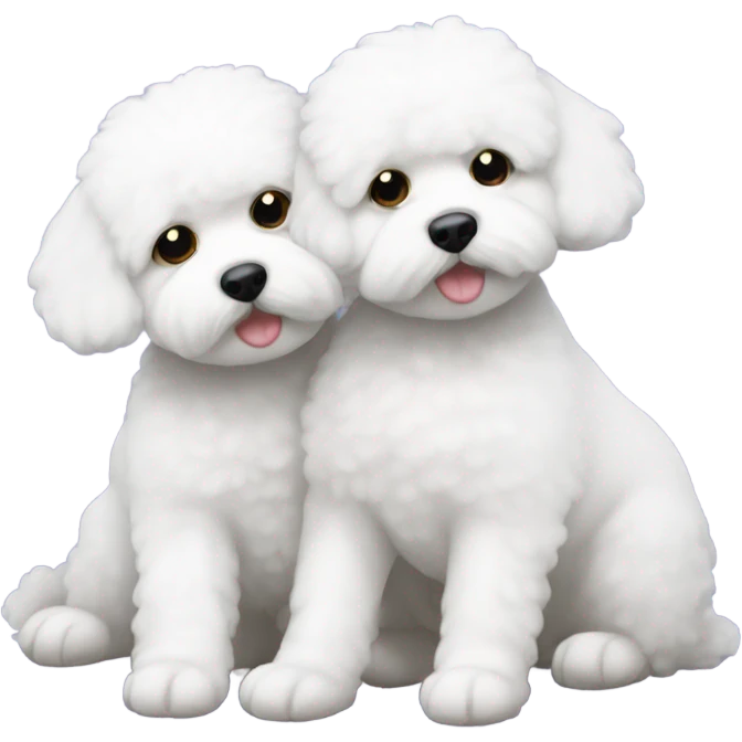 two bichons cuddling together  emoji