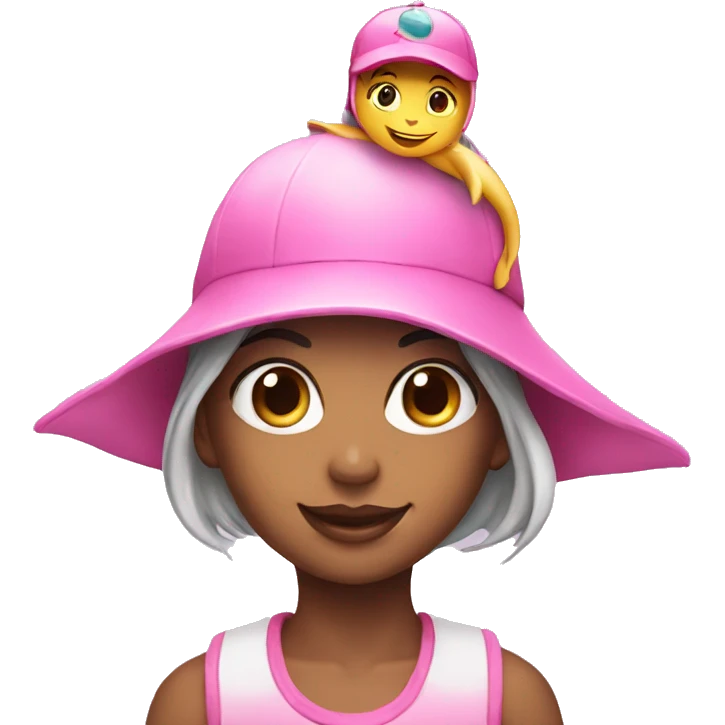 girl on a dolphin, both wearing a pink hat emoji