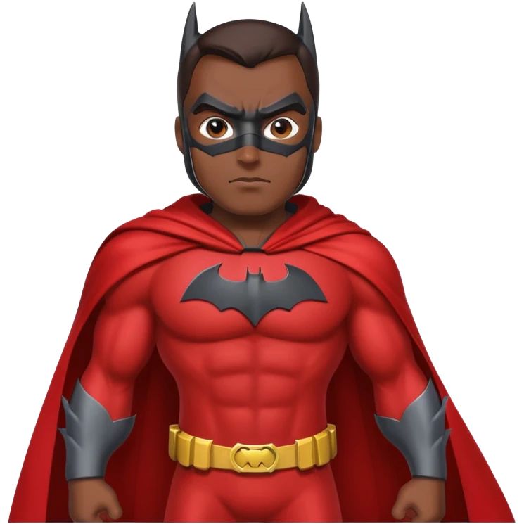 Batman wearing a red suit emoji