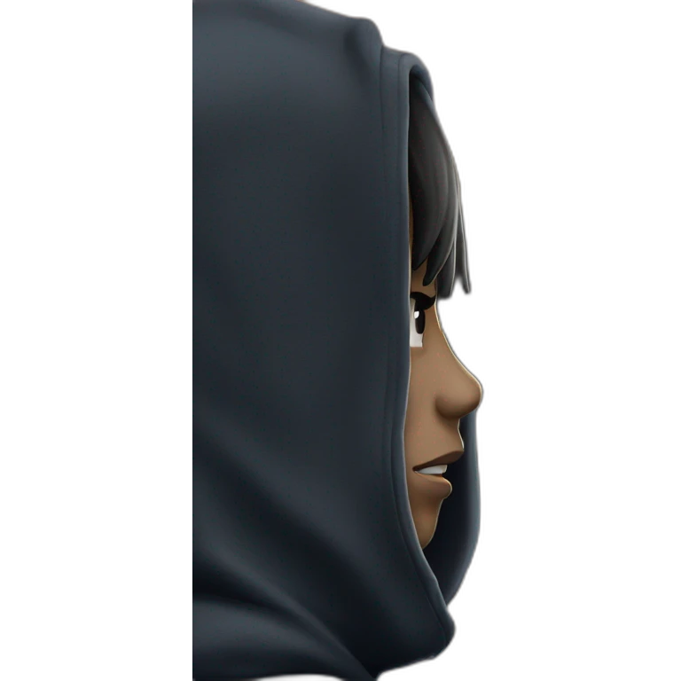 hooded man with swagger emoji