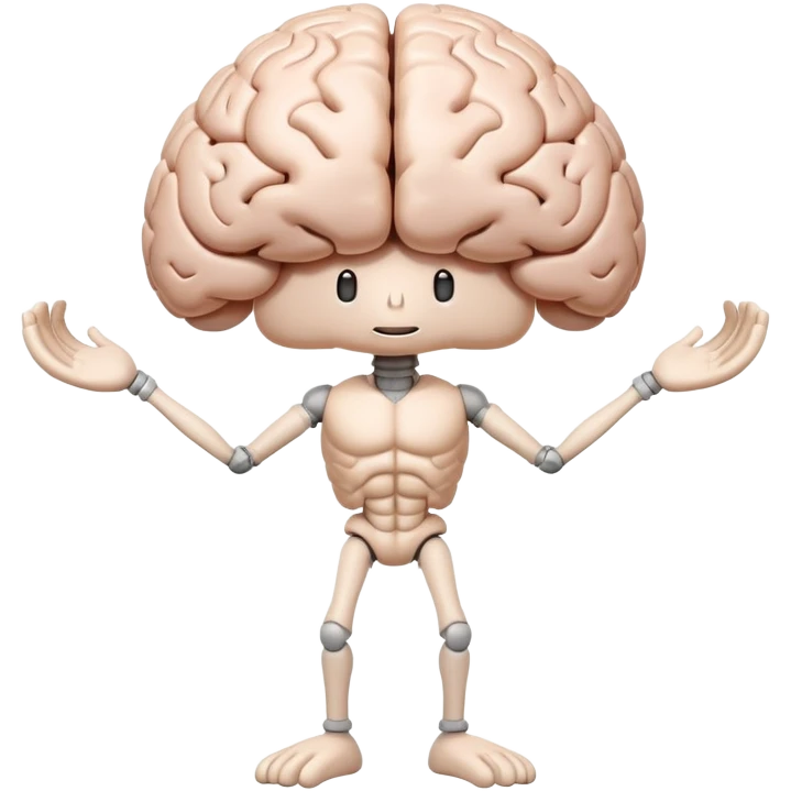 humanoid brain character with arms and legs emoji