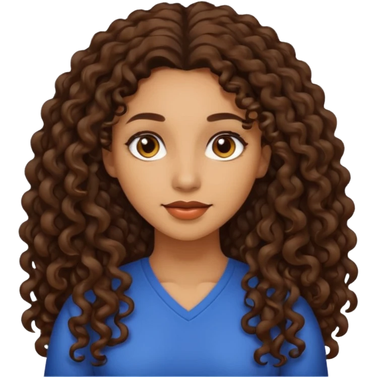 woman light brown skin long dark curly hair emoji