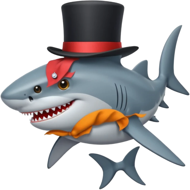 Shark with a top hat emoji