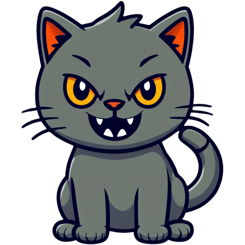 mad cat with fiery eyes and showing teeth emoji