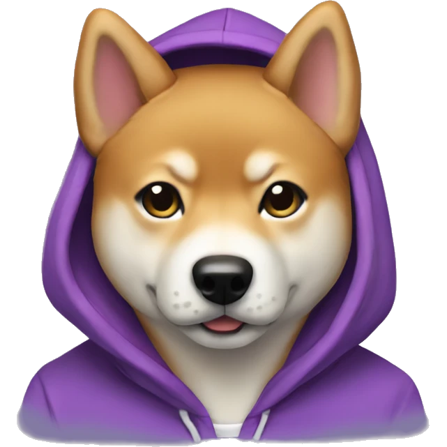 Shiba inu with a purple hoodie emoji