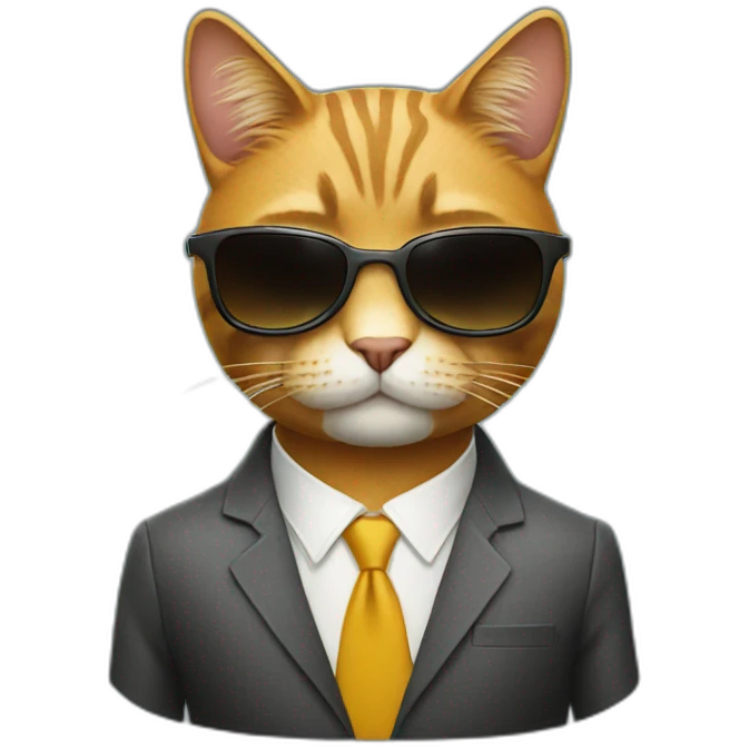 cool cat with sunglasses and suit emoji
