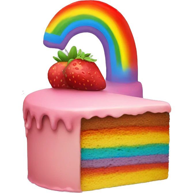 cake with rainbow and stawberry emoji