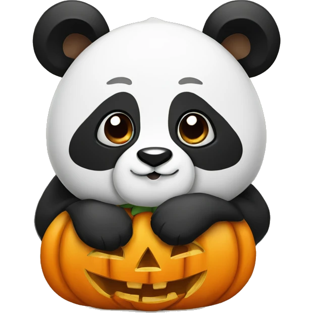 Panda with a pumpkin on its head emoji