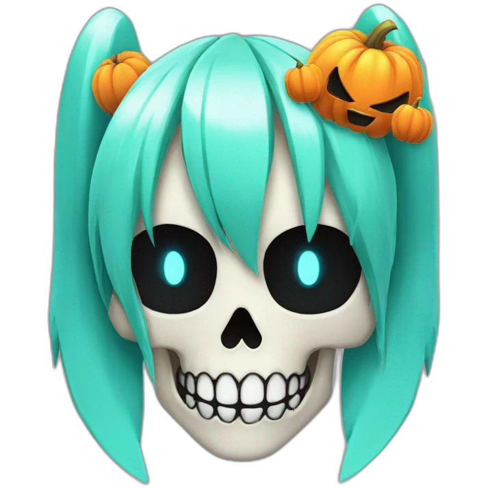 Hatsune Miku Halloween skull  emoji