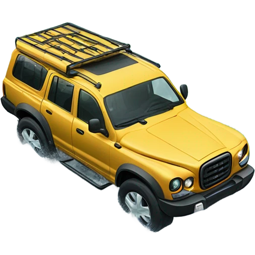 A four-wheel Jaguar drive crossing a shallow river in a rainforest, with trees in the background and splashing water, representing versatility and strength. emoji