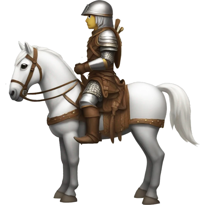 a white avar nomadic soldier on a horse from the side with leather armor on emoji