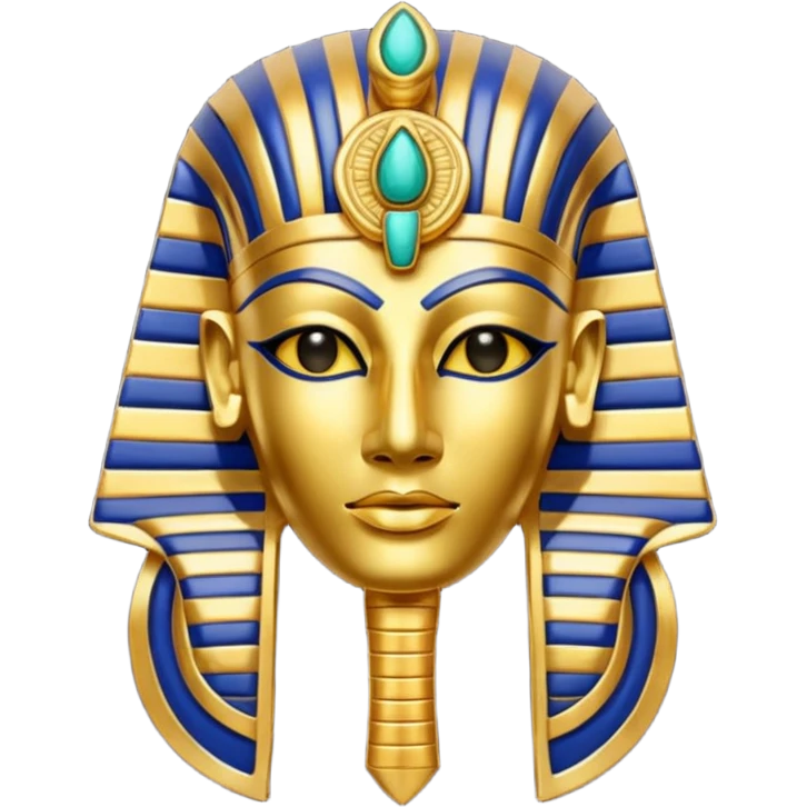 Discord emoji for "RA Silkroad", Ancient Egyptian theme, Pharaoh mask, Ankh, Scarab, Eye of Horus, colorful, shiny gold, small, clear.
 emoji