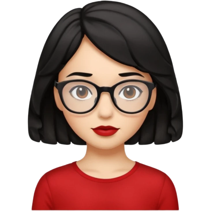 niña con pelo ondulado corto pero no tan corto color negro y lentes negros que tenga un top rojo  emoji