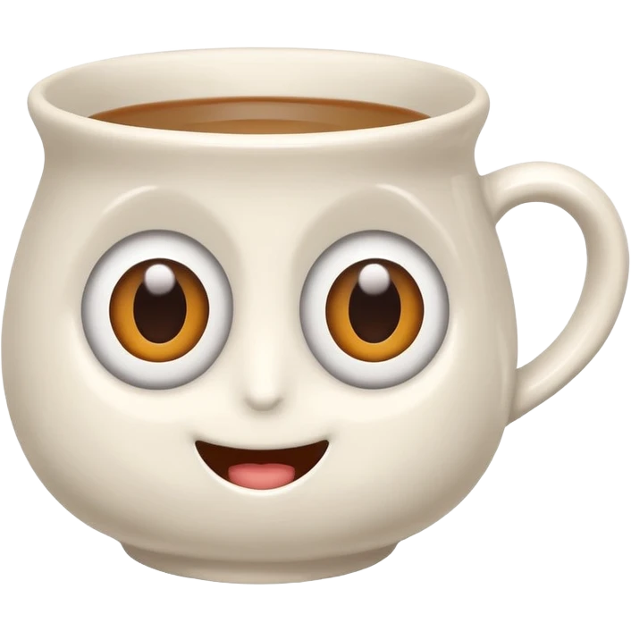 a ceramics cup with eyes and mouth emoji