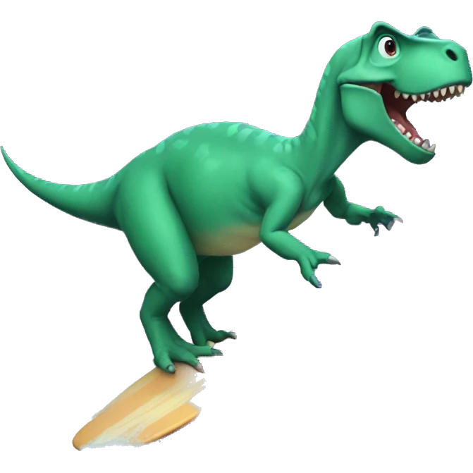 Dinosaur surfing emoji