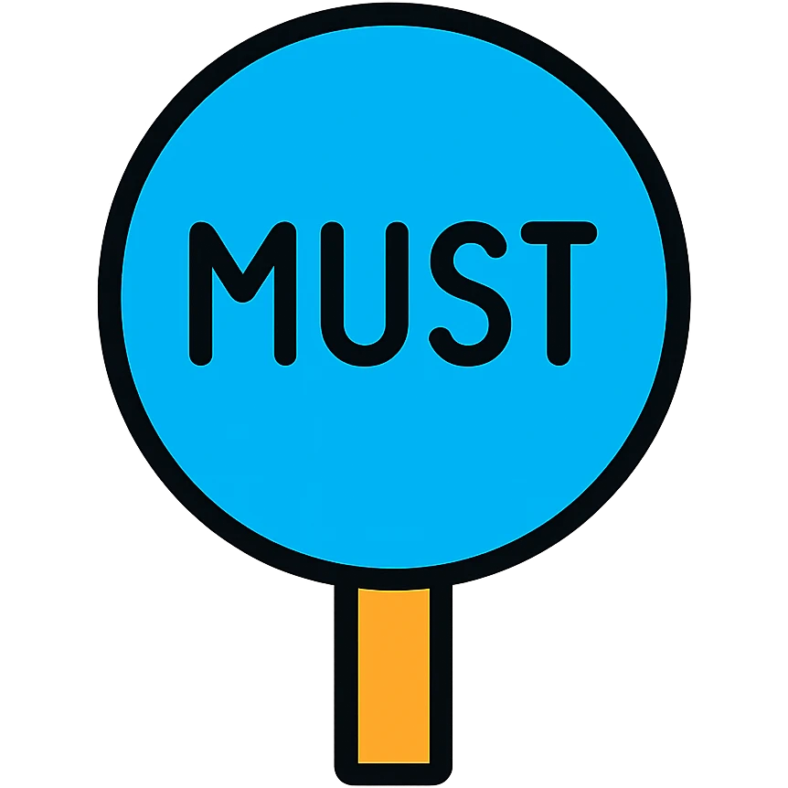 the road sign with the word must emoji