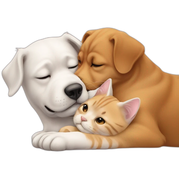 Un chien et un chat qui se fon un calin emoji