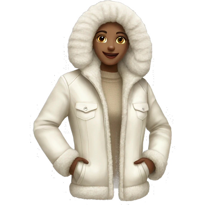character woman -clothing IVORY FAUX FUR SHEARING JACKET emoji