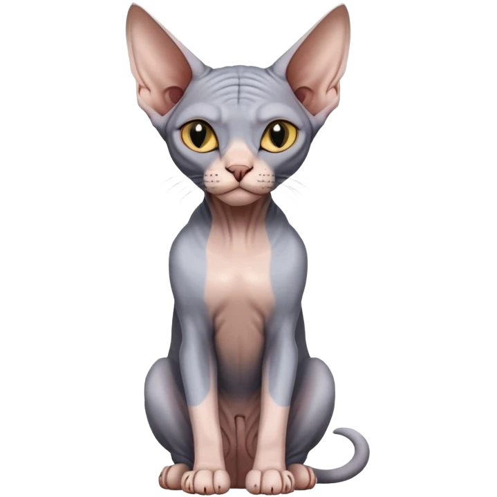 sphynx cat full body sitting with one eye closed emoji