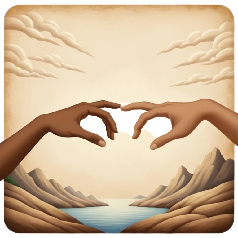 two hands reaching out to each other like in the painting of the creation of Adam emoji