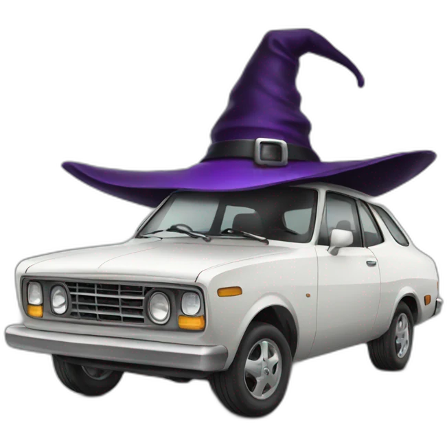 Car with witch hat emoji