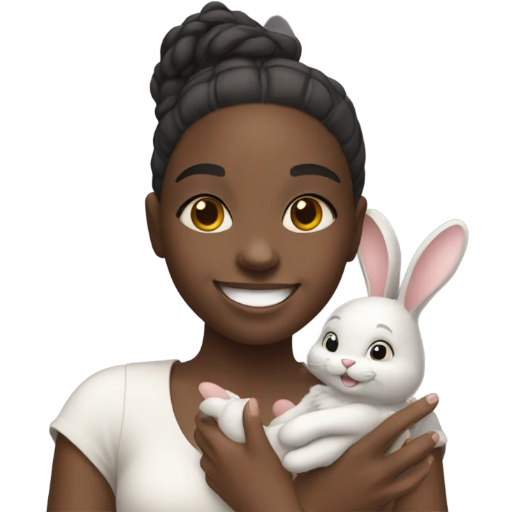 Black girl with a bunny emoji